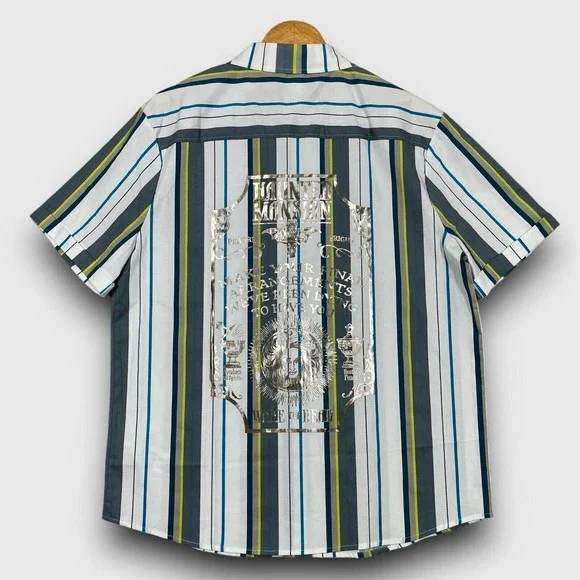 Disney Haunted Mansion Mens Medium Multicolor Striped Madame Leota Button Shirt - Picture 7 of 10